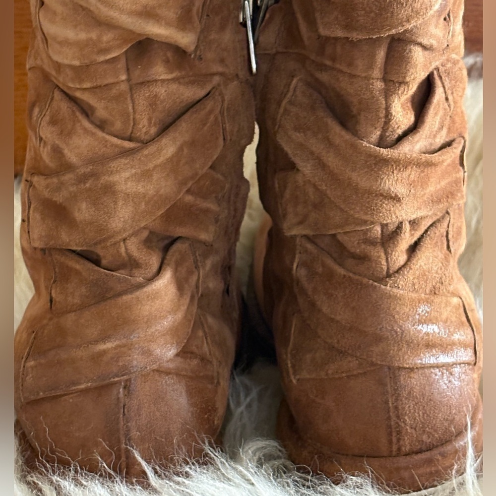 NWOT A.S. 98 Brown Suede Braided Knee High Boots - Picture 6 of 11